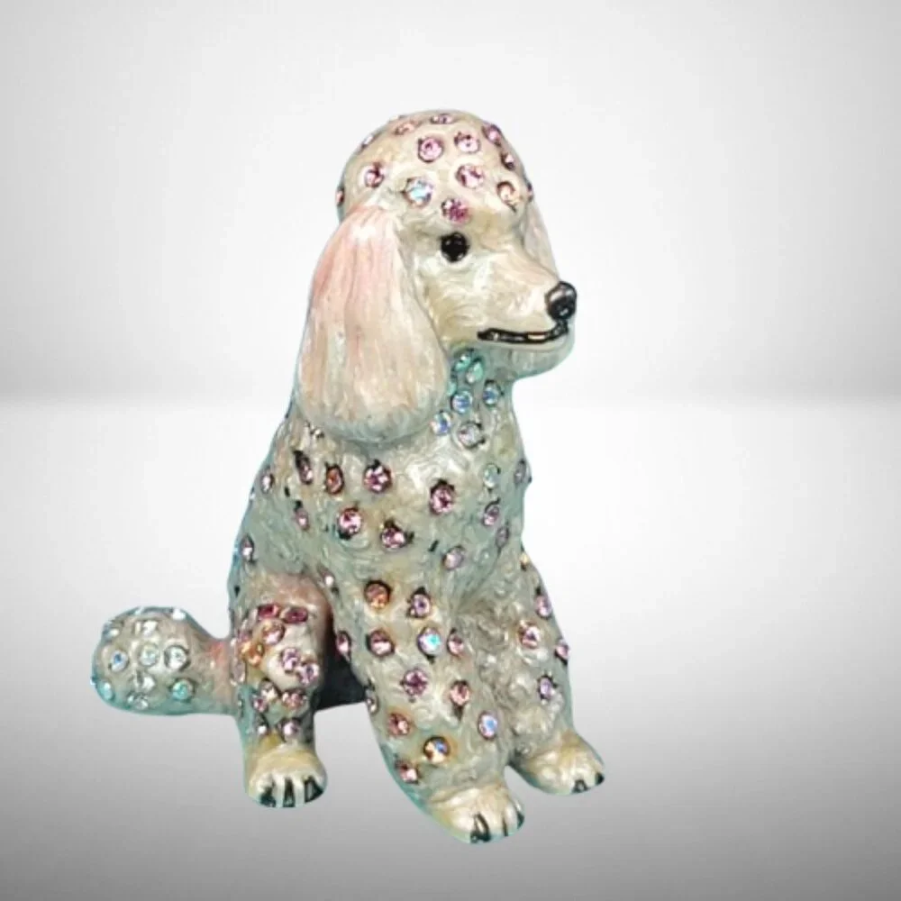 Jay Strongwater Seating Poodle Dog Mini Figurine with Swarovski Crystals - Picture 3 of 6